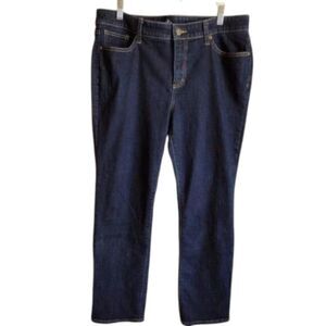 St Johns Bay Jeans Women's 14 Petite Blue Denim Straight Mid Rise W35xL38.5